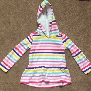Carter’s Girl rainbow striped fleece ruffle hoodie